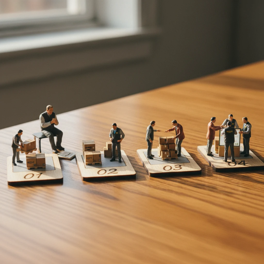 Miniature brand owner reviewing engagement configurations — the kind of analytical conversation these tools support.